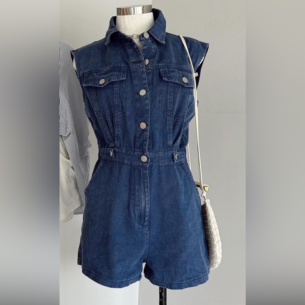 Boutique Denim Romper - Picture 2 of 4